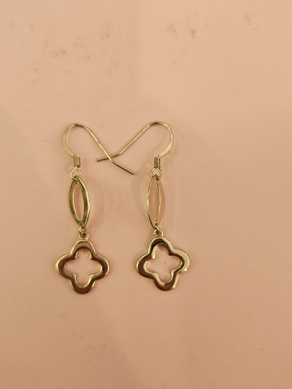 Gold Tone Clover Drop Earrings for Women